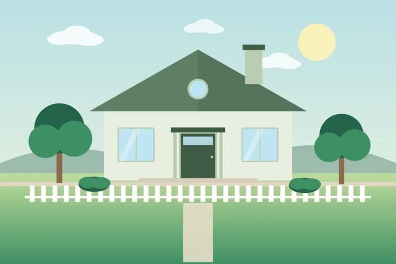 House with garden, illustration: Family house with garden, Slor Kram